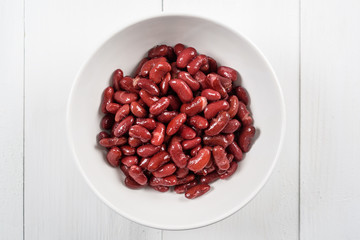 Canned Red Kidney Beans In White Bowl