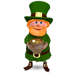 3D Illustration of Saint Patrick with a Pot of Gold
