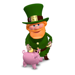 3D Illustration of Saint Patrick with Piggy Bank