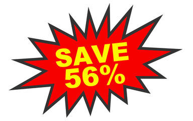 Discount 56 percent off. 3D illustration on white background.