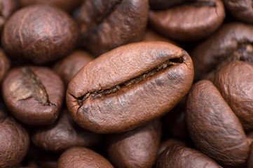 Closeup coffee beans background