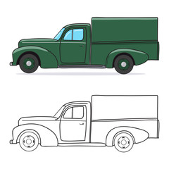 Pick-up truck. Vector doodle illustration