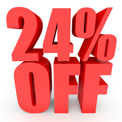 Discount 24 percent off. 3D illustration on white background.