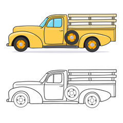 Pick-up truck. Vector doodle illustration
