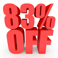 Discount 83 percent off. 3D illustration on white background.