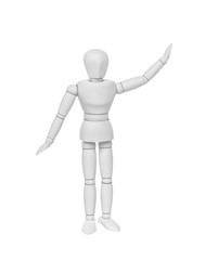 White mannequin pointing up