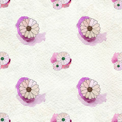 Seamless floral pattern with asters and daisy flowers