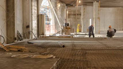 construction works with circular abrasive cutoff saw angle grinding machine and sparkles timelapse