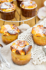 Sweet cottage cheese souffle with raisins for dessert
