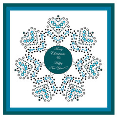 Merry Christmas and Happy New Year Greeting Card framed . Winter concept. Xmas celebration theme