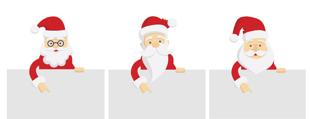 Santa Claus template set. Isolated Santa with template space for text, decoration and others.