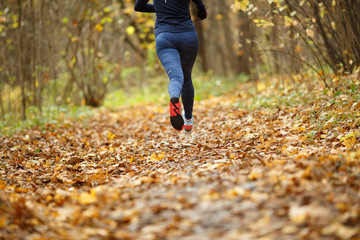 Sportswoman sneakers running autumn