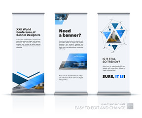 Business vector set of modern roll Up Banner stand design with t