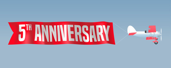 5 years anniversary vector illustration, banner, flyer