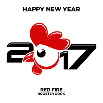 Happy Chinese new year 2017 with rooster, symbol of new year 2017