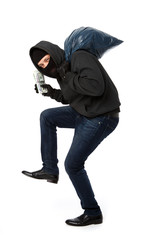 Burglar steals money and bag