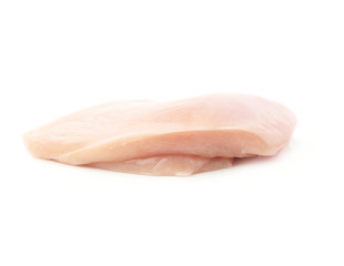 Raw chicken fillet isolated over white background