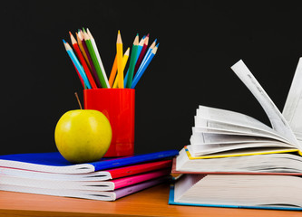 student studies accessories. Back to school concept.