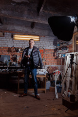 man in suit on an industrial premises, businessman