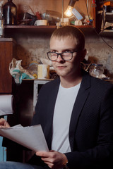 man in suit on an industrial premises, businessman