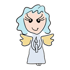 Vector color illustration of a Cartoon style little angel