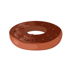 Donut with chocolate icing. Vector cartoon  illustration. Donut