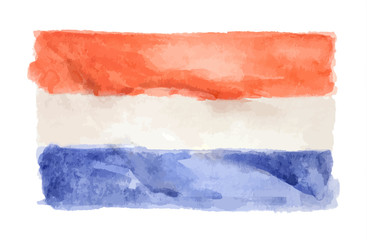 Watercolor isolated flag of Netherlands on white background