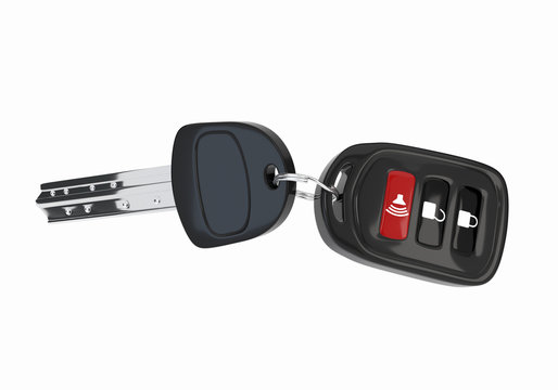 Car keys with remote automatic control with three buttons, isola