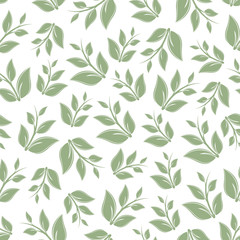 Obraz na płótnie Canvas Beautiful seamless pattern design with green leafs