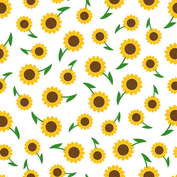 Seamless pattern background with sunflowers