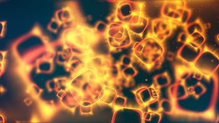 Abstract colorful defocused cells. Abstract microscopic forms on a dark background. Scientific illustration. Luminous