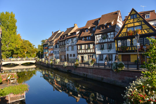 Colorful traditional french houses in Petite Venise, Colmar