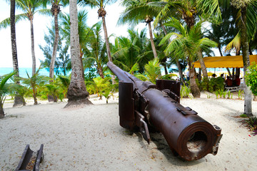 .Artillery left over from World War II on the island of Saipan. Older Japanese guns on the island...