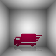 Delivery sign illustration. Bordo icon with shadow in the room.
