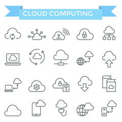 Obraz premium Cloud computing concept illustration, flat design, thin line style