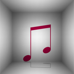 Music sign illustration. Bordo icon with shadow in the room.