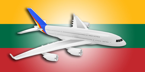 Plane and Liechtenstein flag.