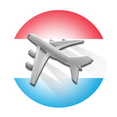 Plane and Luxembourg flag.