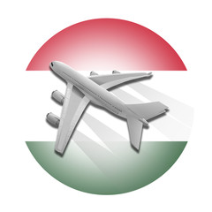 Plane and Hungary flag.