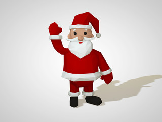 3D illustration of origami Santa Claus. Polygonal geometric style Santa cartoon character, christmas illustration.