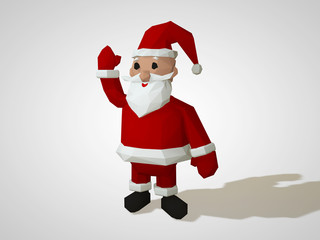 3D illustration of origami Santa Claus. Polygonal geometric style Santa cartoon character, christmas illustration.
