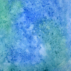 Blue watercolor background.