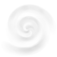 Vector yogurt or milk swirl background, white cosmetics cream product whirlpool and vortex.