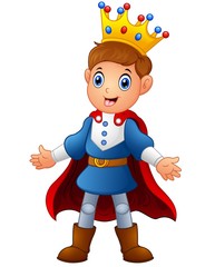 Cute boy prince with red cloak 
