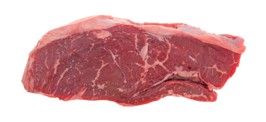 Short cut rump steak on a white background top view.