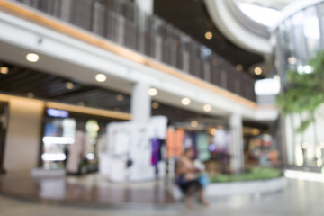 blur image of shopping mall and people with abstract bokeh