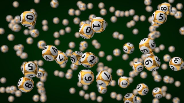 golden lottery balls with depth of field effect.