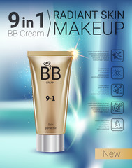 Vector Illustration with makeup foundation tube.