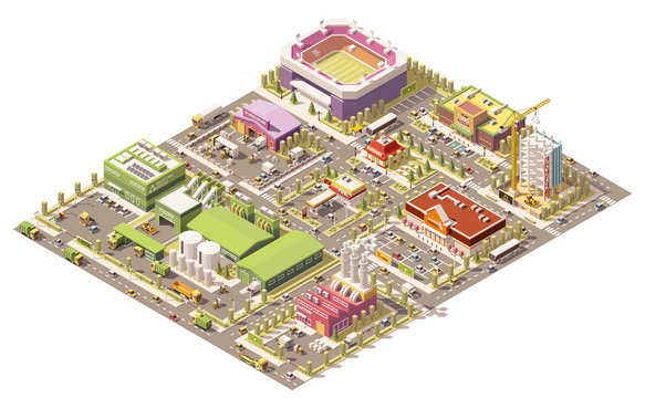 Vector Isometric Low Poly City