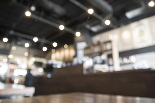 blur image in coffee shop with bokeh